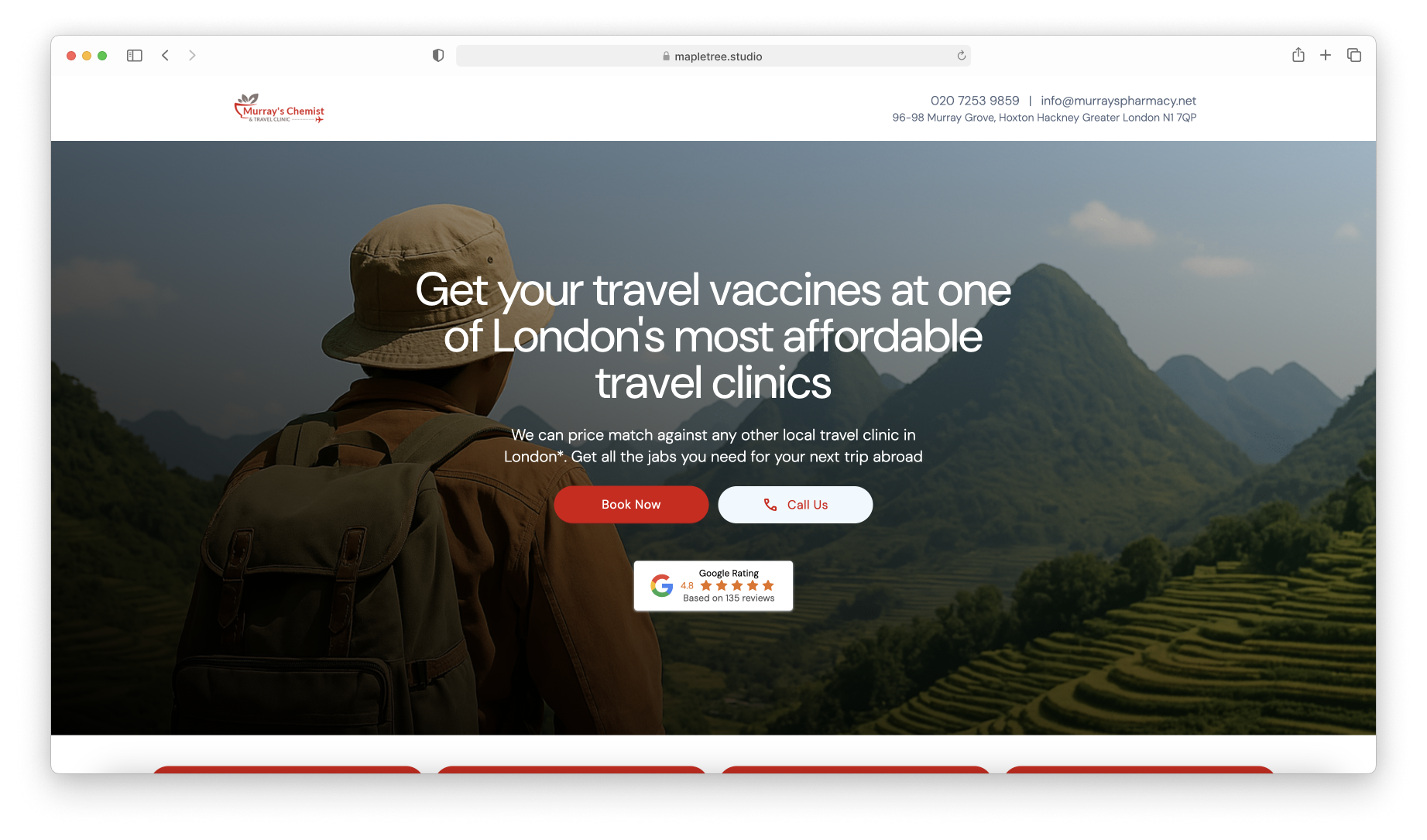 Murray's Pharmacy Travel Clinic website screenshot